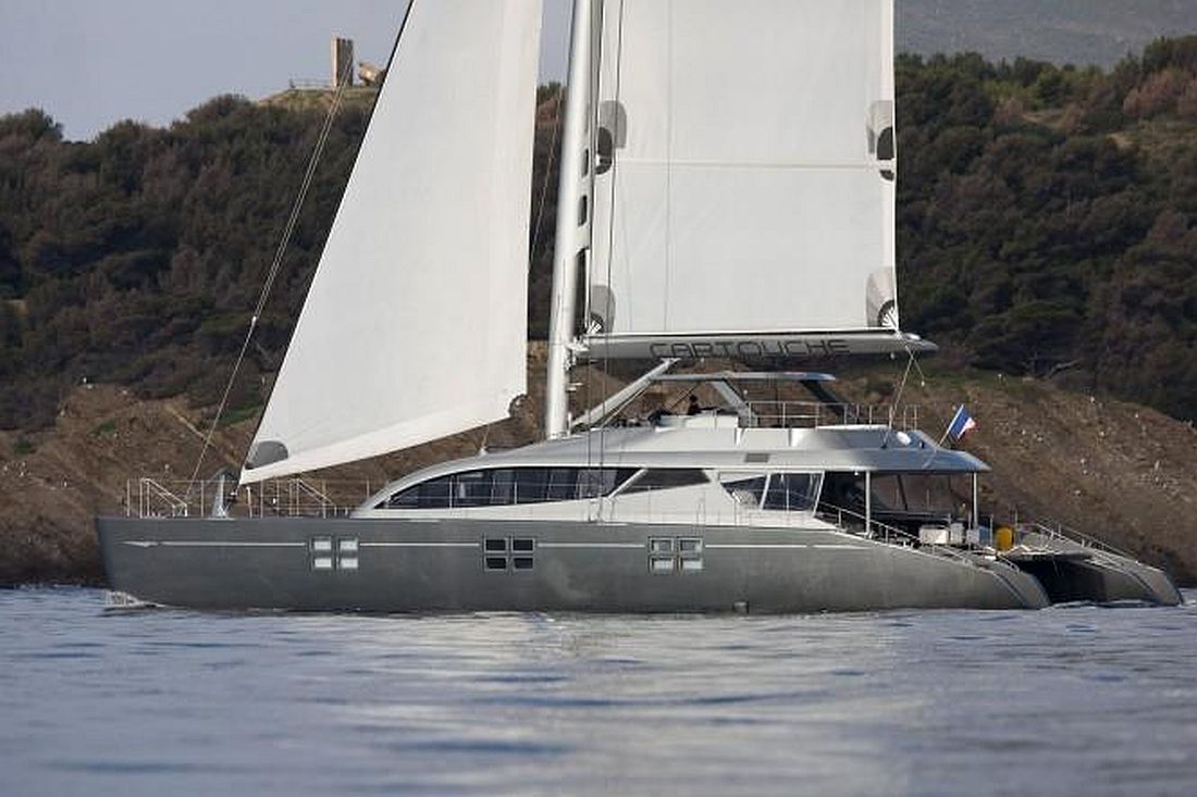 Sailing yacht at sunset