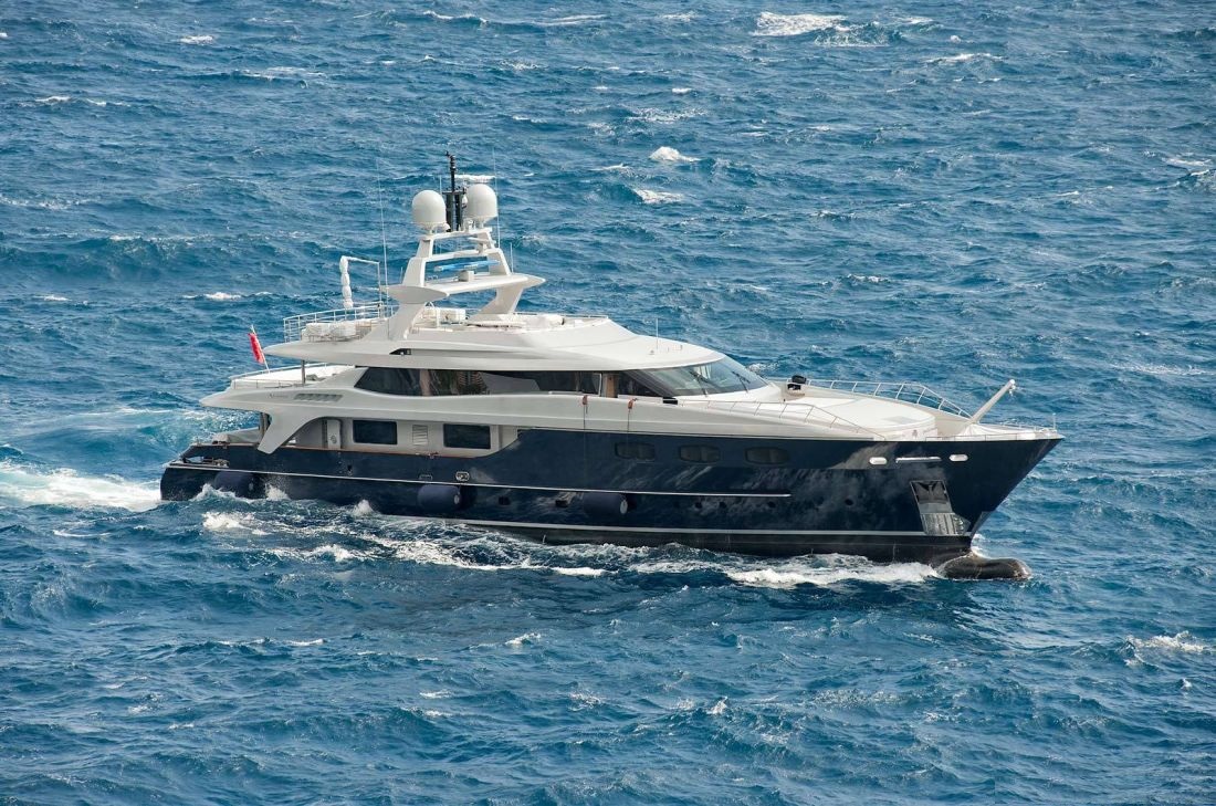 Sailing yacht in open ocean